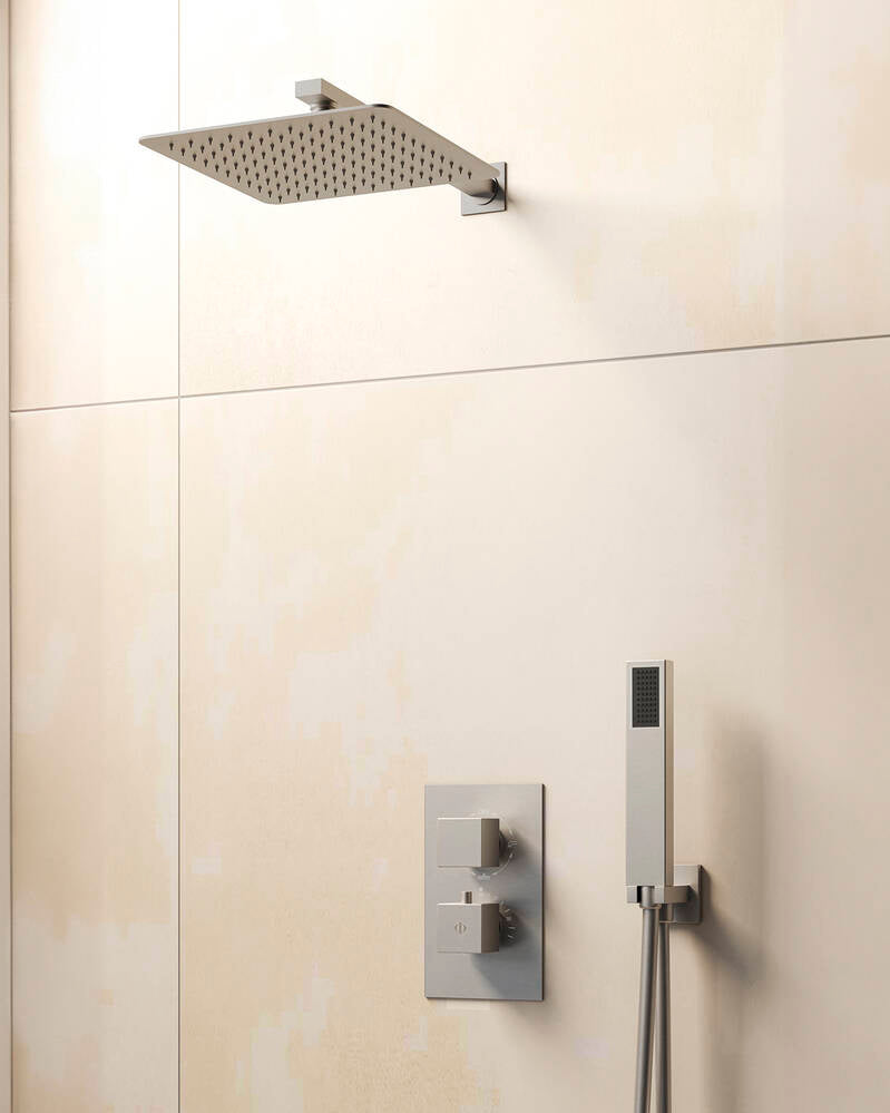 CONJ. EMPOTR. TERMOSTÁTICO ORION NICKEL + ROCIADOR PARED