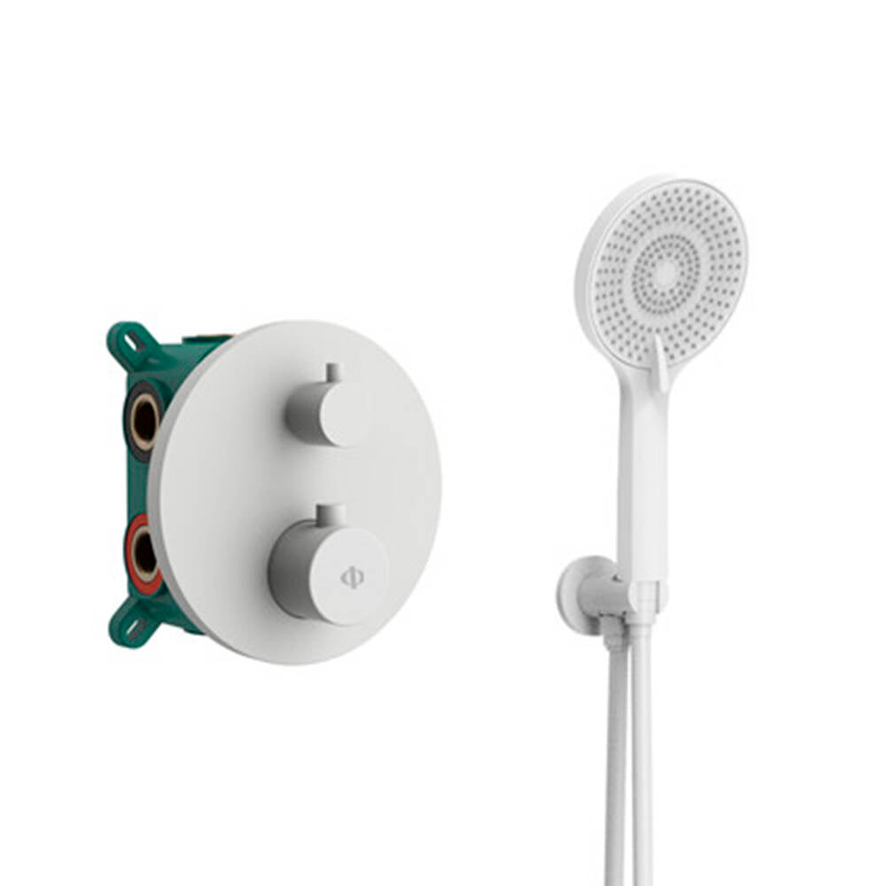 CONJUNTO EMPOTRAR 2/3 FUN. TERMOSTATICO ROUND BLANCO