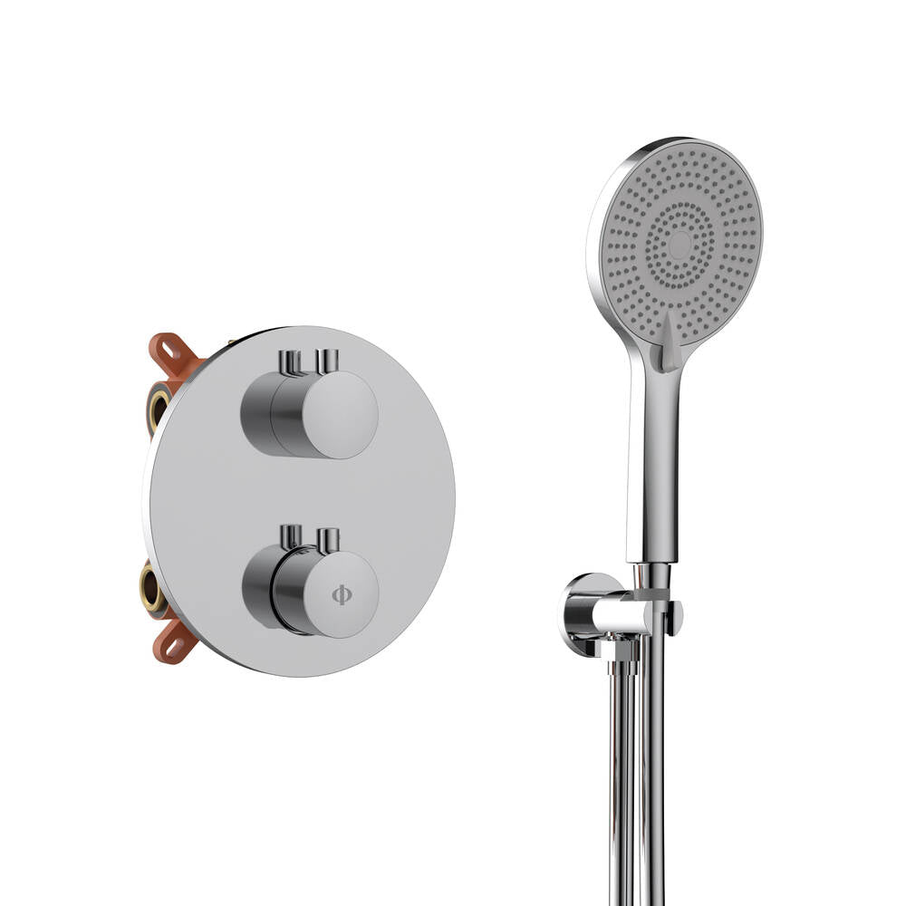 CONJUNTO EMPOTRAR 2/3 FUN. TERMOSTATICO ROUND CROMO